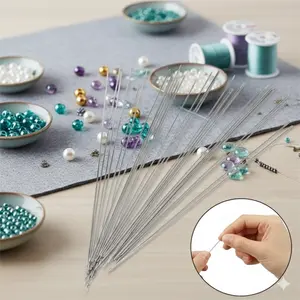 Stainless Steel Beading Needles: Large Eye Design for Fine and Thick Threads, Jewelry Making DIY Craft Tools, Durable Anti-Rust Sewing Needles for Beadwork.