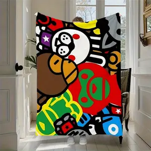The Bapes Fashion Blanket is Soft and Comfortable with Custom Prints, Suitable for All Seasons. Can be used as a decorative fur for sofas, beds, or walls.