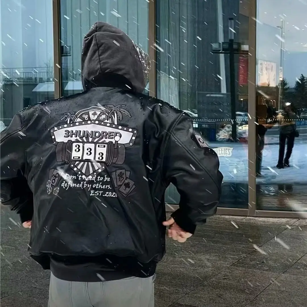 JS941 Embroidered Leather Coat