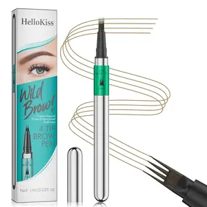 Dark Brown Magic Eyebrow Pencil, Microblading Eyebrow Pen with 4 Fork Tip,Waterproof Long-Lasting Eyebrow Pen Eyebrow Brush Creates Hair Like Natural Brows, Last All Day Makeup Daily Flawless Cosmetic