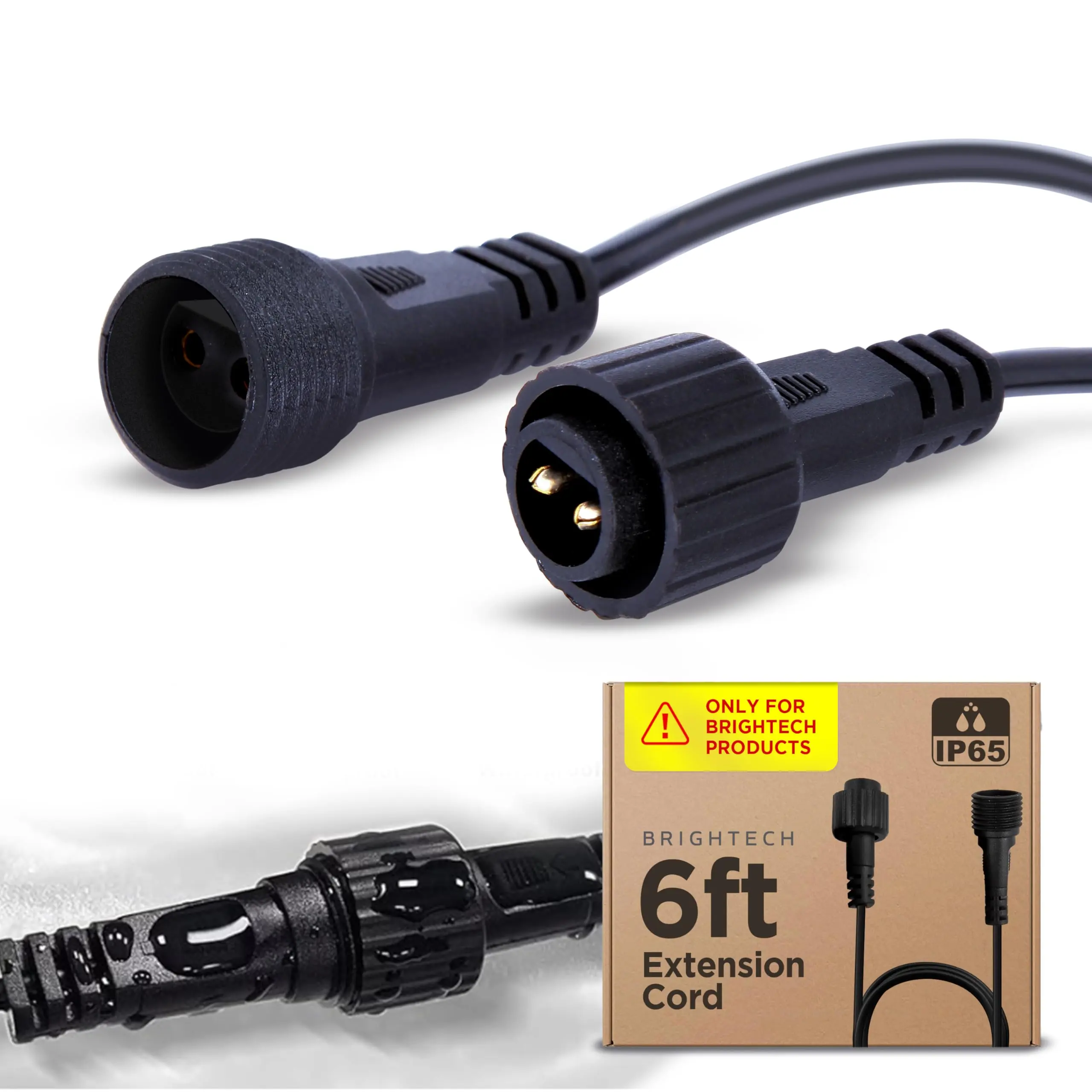 Brightech Ambience Pro Waterproof Extension Cable for Solar Outdoor String Lights, 6 Ft Extension Cord aka Wire for Solar Strip Lights, Lighting, Yard