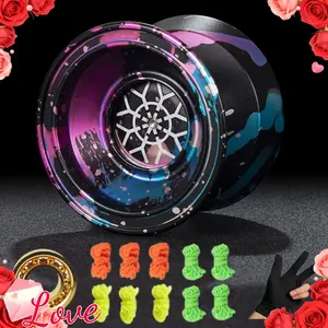 Professional Metal Yo-Yo for Advanced Competitions, Designed for Adults. Features Ultra-Long Sleep Time, Made of Aluminum Alloy, Perfect for Beginners. Comes with 10 Strings, Bearings, And Gloves