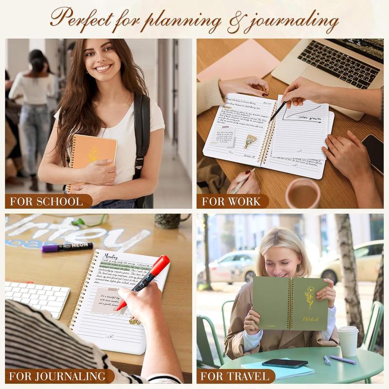 Aesthetic Spiral Notebook Set 3, 6 x 8 Pastel Notebook with Pocket 3, A5 Small Tear Out Lined Page Cute College Ruled Journal for Note Taking Writing for Women Man School Office Work