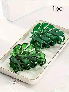 1pc Leaf-Shaped Hair Claw Clip, Cute Women Hair Accessory, Suitable For Daily Wear And Personal Care, Non-Slip Fixation Hair Clip, Versatile Hair Accessory, Multipurpose Use, Casual Leaf Pattern Essential For Women Wint