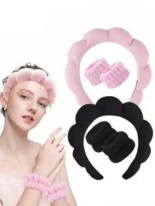 LMMAKE Professional Headband Set Premium Terry Cloth Headband & Matching Wristbands Secure Non-Slip Design Prevents Drips Ideal for Facials Washing & Beauty Regimens