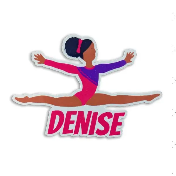 Cocoa Cutie Active Cutie Personalized Gymnast (Two Pack) African American Afro Puff Vinyl Laptop Decal Sticker