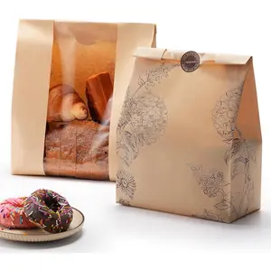 24-pack paper bread bags, suitable for homemade bread and sourdough, 50% thicker large kraft paper bread bags with transparent window, used for baking packaging and storage, comes with sealing stickers