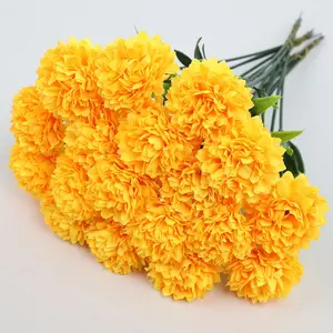 18pcs Set of Synthetic Flower Arrangements - Authentic-Looking Uv-Resistant Plastic Yellow Chrysanthemums And Hydrangea-Like Flowers, Realistic And Long-Lasting Faux Daisies Suitable for Cemeteries, Weddings, Funeral Displays