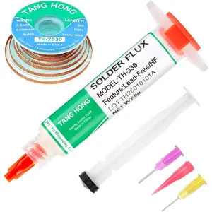 No Clean 5ML Solder Flux Paste 10Ft Desoldering Wick Braid 2 Pack Kit For Electronics Repair Disassemble Electrical Components