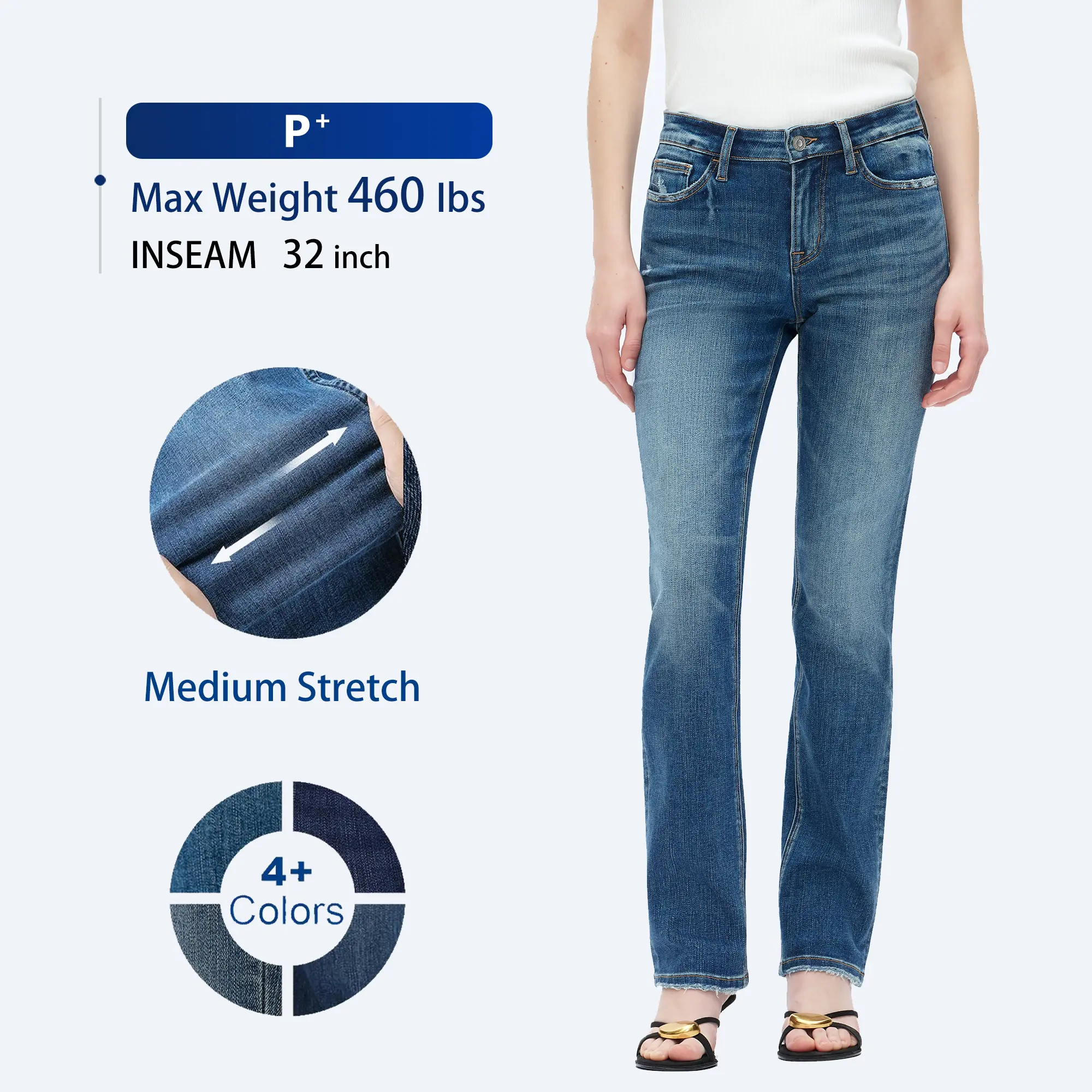 Tummy Control BBL Size Mon Jeans Inclusive Medium Stretch Jeans Slimming Straight Leg Denim for Women, Comfortable Curvy Fit, Up to size 24W BBL Effect! Bottoms