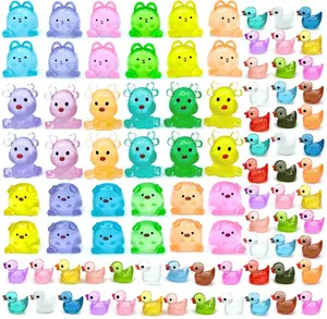 96 Pcs Super Cute Mini Resin Animals, Luminous Rabbits Pigs Figurines Tiny Ducks Glow in the Dark Resin Deer Miniatures for Outdoor & Home Decoration, DIY Projects, Fairy Garden, Party Favors
