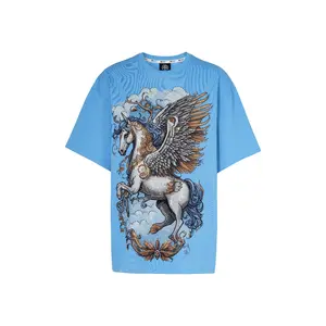 TCH - Blue T-shirt Flying Horse Hot Diamond Women