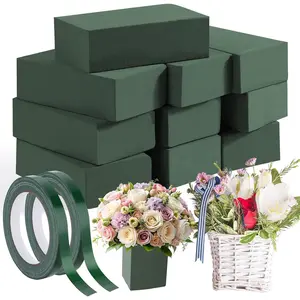 10 count Small Floral  Blocks 5.5" x 3.1" x 1.7", with 2 Rolls  Floral Tape - 12mm x 65.62ft, for  or Artificial Flower Arrangements, DIY Wedding,  Decor, and Crafts