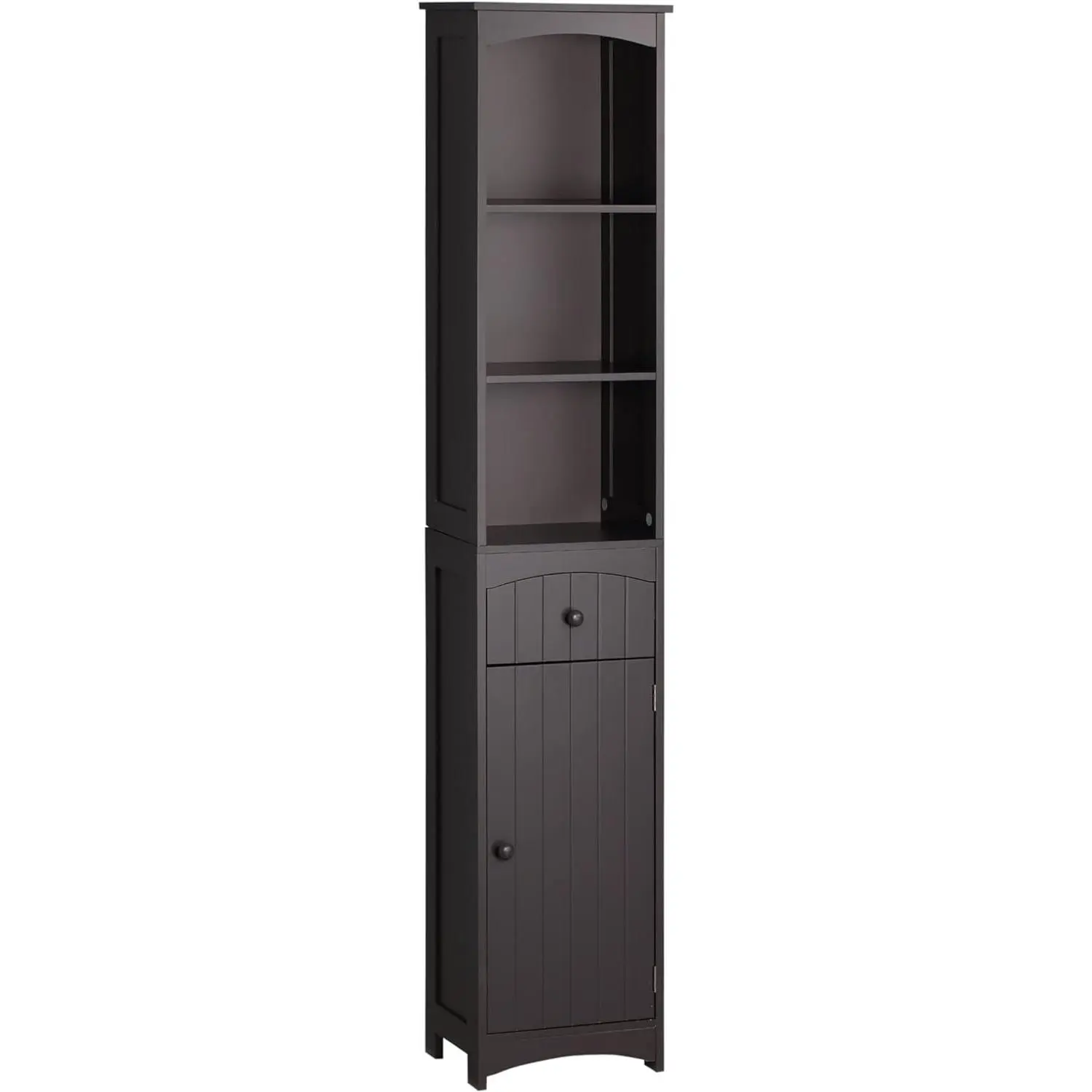 Bathroom Storage Cabinet, Free Standing Bathroom Storage Unit, Tall Linen Tower with 3-Tier Shelves and Drawer, Brown