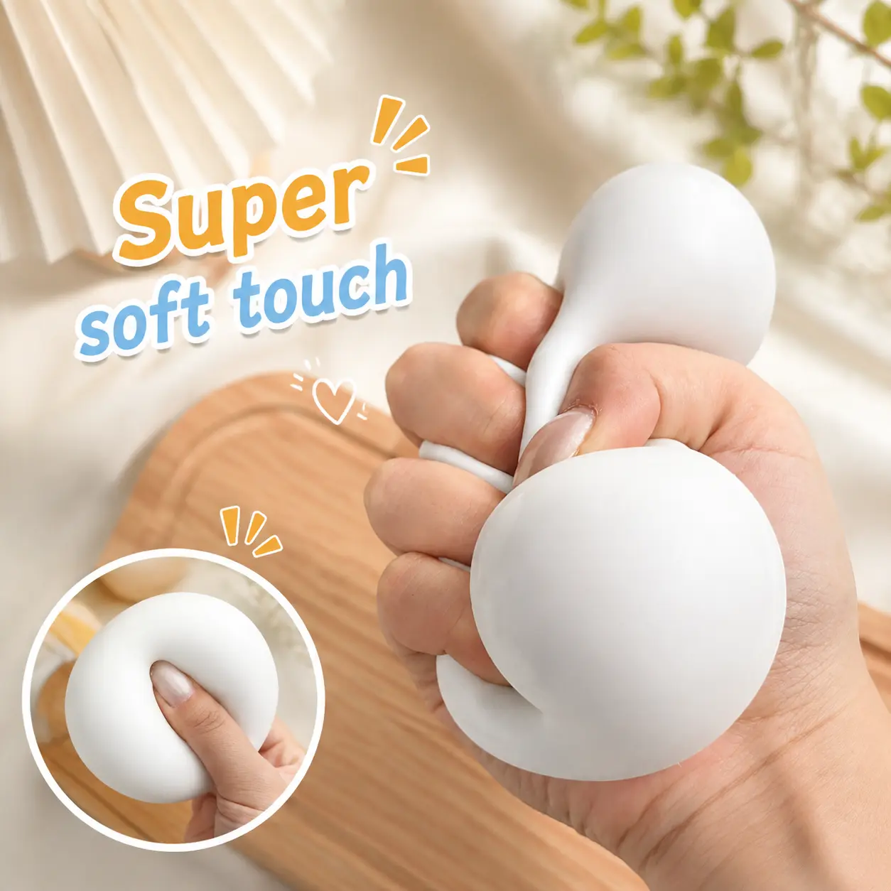 Silky-Smooth Round Squishy Toy, Quick-Rebound Non-Moldable EVA-Powder Filling Stretchy Sensory Fidget Ball, Soft Stress-Relief Summer-Vibe Party Gift for Selfie Accessory Enthusiasts, Squishy Toys