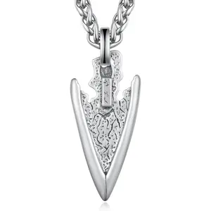 Arrowhead Necklace Sterling Silver Arrow Pendant Necklace Native American Jewelry for Men 22"+2" Chain