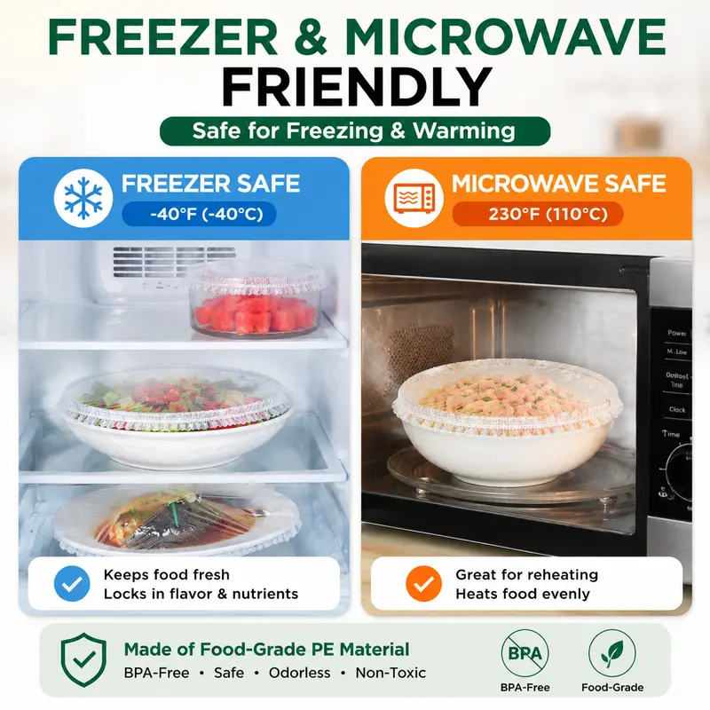 100PCS Disposable Stretch Food Covers for Bowls & Plates, Elastic Bowl Covers, Plastic Wrap Alternative for Leftovers, Fruits, Vegetables & Kitchen Food Storage 100PCS Disposable Stretch Food Covers for Bowls & Plates, Elastic Bowl Covers, Plastic Wrap Alternative for Leftovers, Fruits, Vegetables & Kitchen Food Storage