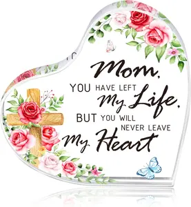 Sympathy Gifts for Loss of Mother Remembrance Heart Shaped Acrylic Block