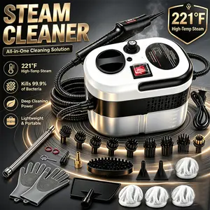 Portable Steam Cleaner - 14Pcs Accessories, 6-Level Adjustable, 15s Fast Heat-Up Handheld Steamer for Boating, Home, Car Detailing,