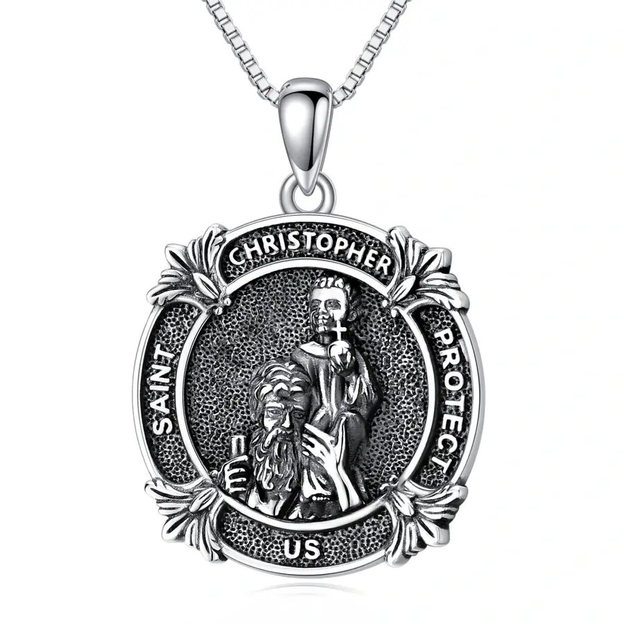 S925 Sterling Silver Saint Christopher Pendant Necklace Sterling Silver