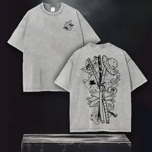 Gomu Gomu no Mi One Piece T-Shirt – Vintage Anime Graphic Tee, Oversized Streetwear Heavyweight Top, Casual Menswear Otaku Gift Idea