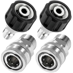 【fathersdaygift】Tool Daily Pressure Washer Adapter Set, Quick Connect Kit, M22 14mm to M22 Metric Fitting, Stainless Steel, 5000 PSI, , Pressure Washer Connection, 5000 Psi Pressure