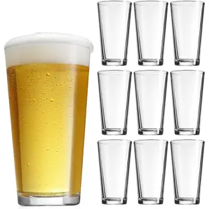 Drinking Glasses Set 17 OZ. Highball Glass Cups, Juice, Cocktails, Wine, Iced Tea, Bar Glass. Dishwasher Safe. (Set of 10) Beer Glasses