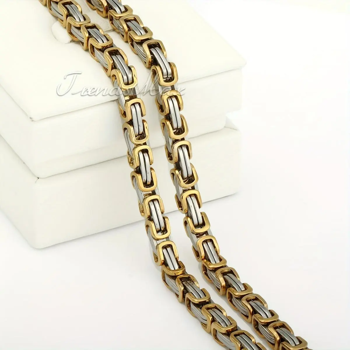 5mm Mens Chain Byzantine Golden&Silveryy Stainless Steel Necklace 18-24inch Fashion Jewelry