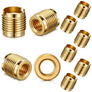 10 Pcs Brass Threaded Inserts, 3/8-16 Internal Threads Dual Threaded Nutsert Screw-in Nut for Wood Furniture, 0.625 Inch Knife Thread Insert for Beer Wooden Tap Handle Homebrew Hardware