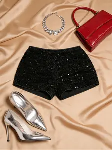 Women's Sequin Mini Sexy Fashion Slim Fit Shorts, Perfect for Christmas, New Year Party, Easter, Concerts, Casual Vacations, Womenswear