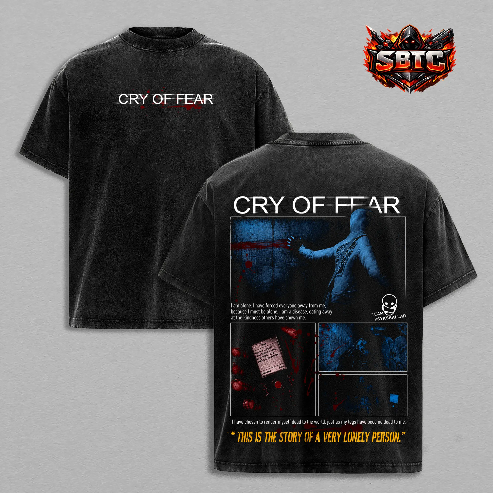 Cry of Fear Washed Graphic Apparel, Heavy Cotton T-Shirt, Hoodie & Sweatshirt, Retro Horror Game Merchandise, Distressed Streetwear, Unisex Gamer Gift