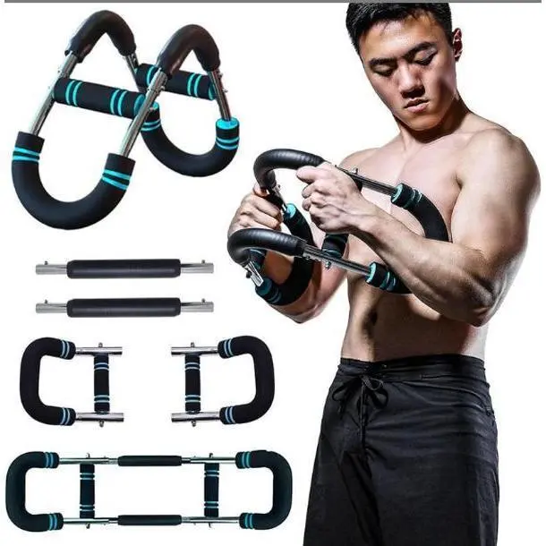 Adjustable 60-120lb Arm & Chest Trainer Bar – Portable Upper Body Strength Equipment for Shoulders, Forearms & Back, Detachable Power Twister for Home Gym Workout