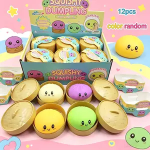 12-piece set Trendy New Baozi Stress Relief Ball Soft and Fluffy Touch Therapy Squeeze Toy Round Compression and Rebound Stress Relief Tool Home Office Leisure Relaxation Must-Have Fun Creative Birthday Party Gift - Random Color