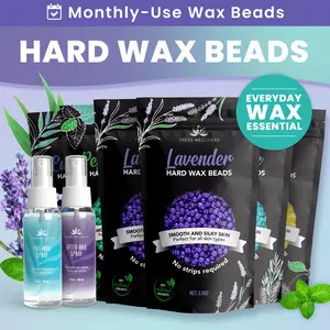 TRESS WELLNESS Hard Wax Beads Kit - 6 Scented Wax Beads Bags for Full Body Waxing with Lavender, Peppermint, Tea Tree & Lemon Scents - 1.3lb Professional Grade Waxing Kit Body Care Aroma