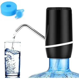 2-5 Gallon Portable Water Dispenser, Rechargeable 5 Gallon Water Bottle Pump with Silicone Lid, Automatic Water Jug Dispenser (Black)