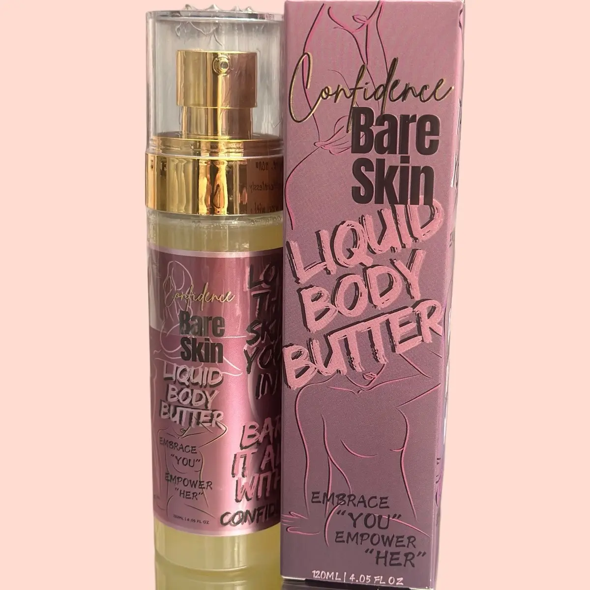 Unscented Bare Skin Liquid Body Butter by Confidence Cosmetics scented 4fl oz moisturizer + soft skin Moisturizer Radiant Skincare Silky Hydrate