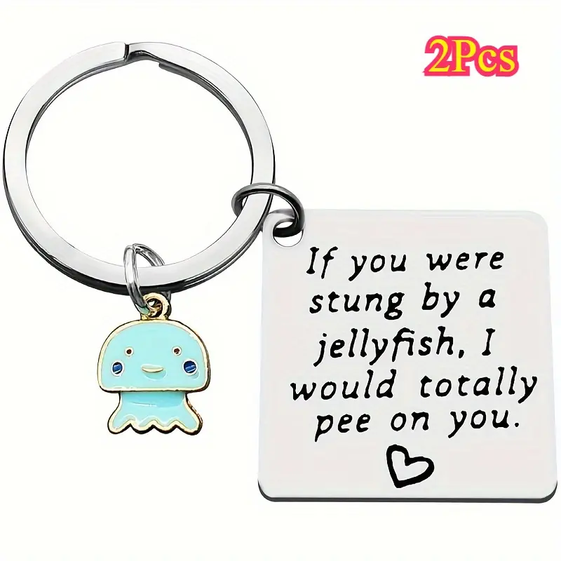 Keychain Set for Friends, Cute 2-Piece Cartoon Keyrings with Matching Sentimental Message, Best Friend Gift, Bffs, Anniversary, Fashion Accessory, Message Match