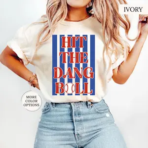 [Sale Up To 45%]  Hit The Dang Ball Baseball Shirt, Striped Baseball Tee, Funny Sport Shirt, Baseball Mom Gift, Baseball Lover Gift, Game Day