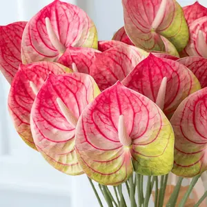 4 Pack Artificial Anthurium Lily Flowers, Real Touch Fake Flowers for Table Centerpieces, Bridal Wedding Bouquets, Office, Party, Home Decor