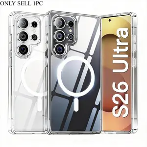 Phone Case: Suitable for Galaxy S26 Ultra S26 Plus S26 5G HD Clear Anti-Yellowing Magnetic Case Cover Wireless Charging Ultra Thin Slim Solid Color Non-Yellowing Elegant Protective Case Suitable for Samsung S26 Ultra S26 Plus S26 5g Transparent Case