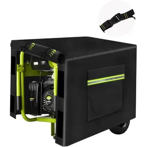 600D Polyester Waterproof Tear Resistant Outdoor Generator Cover All Weather Enclosure 26x20x20In Black Strap