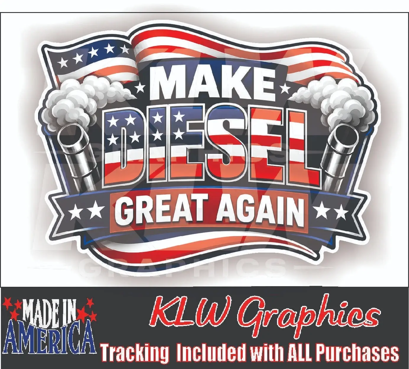 Make Diesel Great Again Full Color Decal Sticker Turbo Truck Crew Cab 6.6L Lifted Soot Def