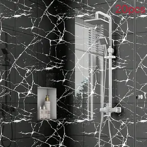 20pcs Marble Peel and Stick Waterproof PVC Shower Wall Panels Bathroom Backsplash Tile Stick on Wall for Bedoom, Kitchen 11.8"x11.8" (19.4 Sq.Ft.)