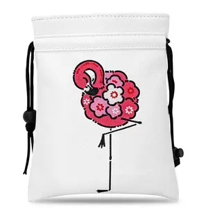 Flamingo-Print Drawstring Golf Bag, Portable Durable Storage for Golf Balls & Tees, Unisex Golf Accessory, Perfect Gift for Enthusiasts