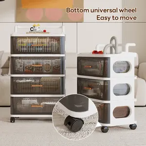 35cm*28cm Multi-Layer Storage Cabinet, Dormitory Organizer, Kids Art Bookshelf, Clothes Drawer, Lidded Storage Box, Wheeled, Space-Saving, Durable