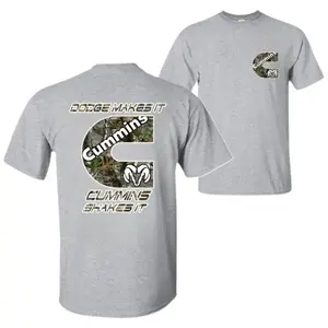 Cummins Camo Logo T-Shirt – Dodge Makes It, Cummins Shakes It Funny Diesel Power Graphic Tee, Classic 2-Sided Big C Design for RAM Truck Fans & Pickup Enthusiasts