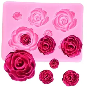 Rose Flower Shaped Silicone Mold, Non-slip Food Grade DIY Wedding Cupcake Cake Chocolate Gummy Mold, Kitchen Tool for Baking Molding