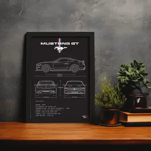 2018 Ford Mustang GT Poster Muscle Car Canvas Wall Art American Muscle Garage Decor Man Cave Gift for Car Lovers Mustang Enthusiast Automotive Wall Decor