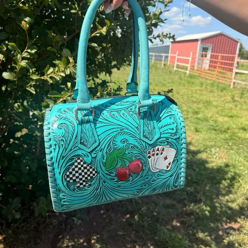 Cherry checkered card speedy purse-Medium 11”