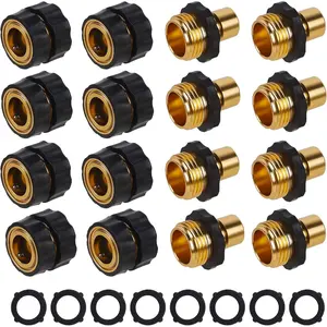 Garden Hose Quick Connector - Aluminum Male and Female Quick Connect Fittings - Quick Release Water Hose Connector for Garden Use - 3/4 Inch